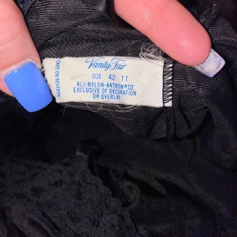 womens Vintage 90s Vanity Fair Black Slip lace midi Dress‎ 42 TT